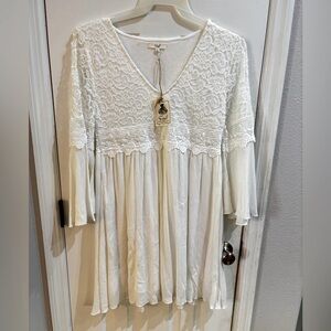 New White Lace Boho Dress